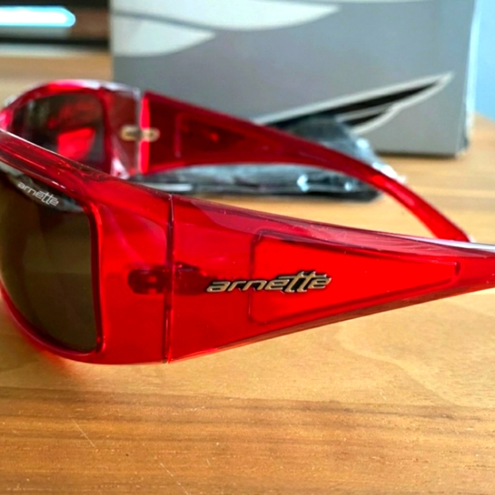 Arnette 'Darkness' red sport wraparound sunglasses